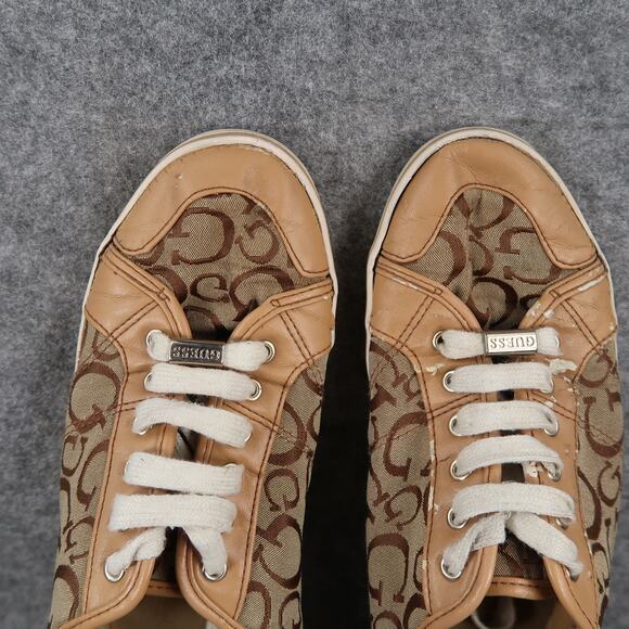 Guess Shoes Womens 9.5 Fashion Sneakers Lace Up Casual Flat Logo Brown - Picture 7 of 13